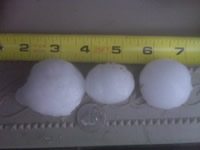 Hail stones of differeing sizes